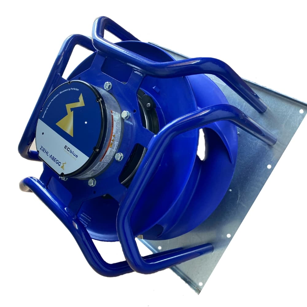 Ziehl-Abegg EC fan in stock at BVS LTD, designed for energy-efficient airflow in AHUs and ventilation systems.