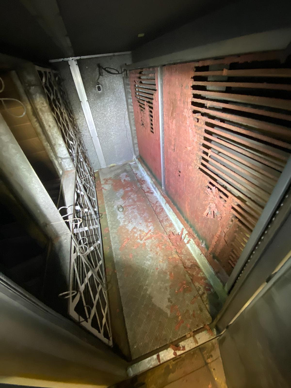 Heavily corroded frost coil inside AHU at Burlington Street Office prior to replacement