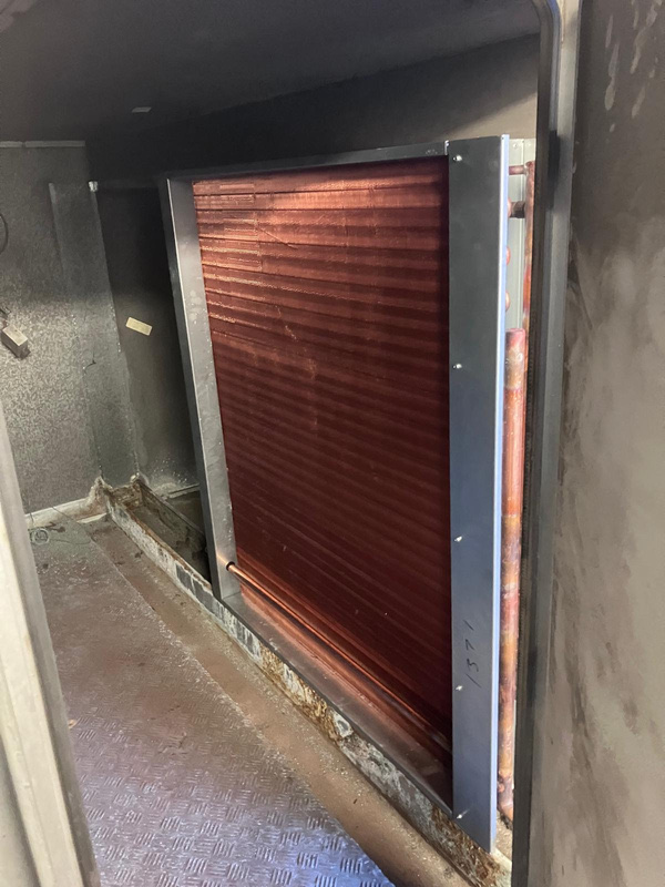 New frost coil installed and connected inside AHU at Burlington Street Office, London