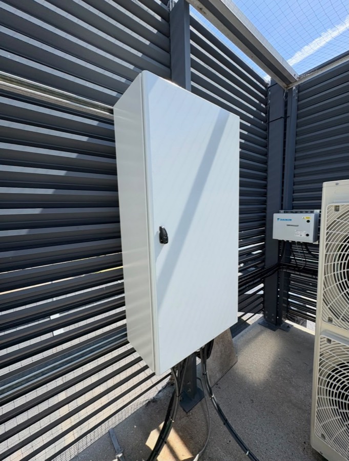 New electrical controls panel installed for the AHU at the East London academy