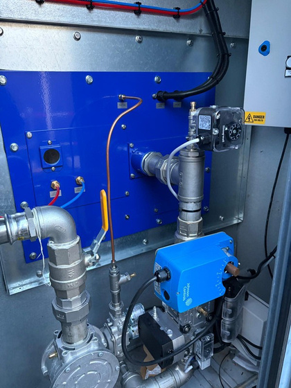 New gas burner, actuators, and valves installed on AHU at Newton Mearns, Glasgow