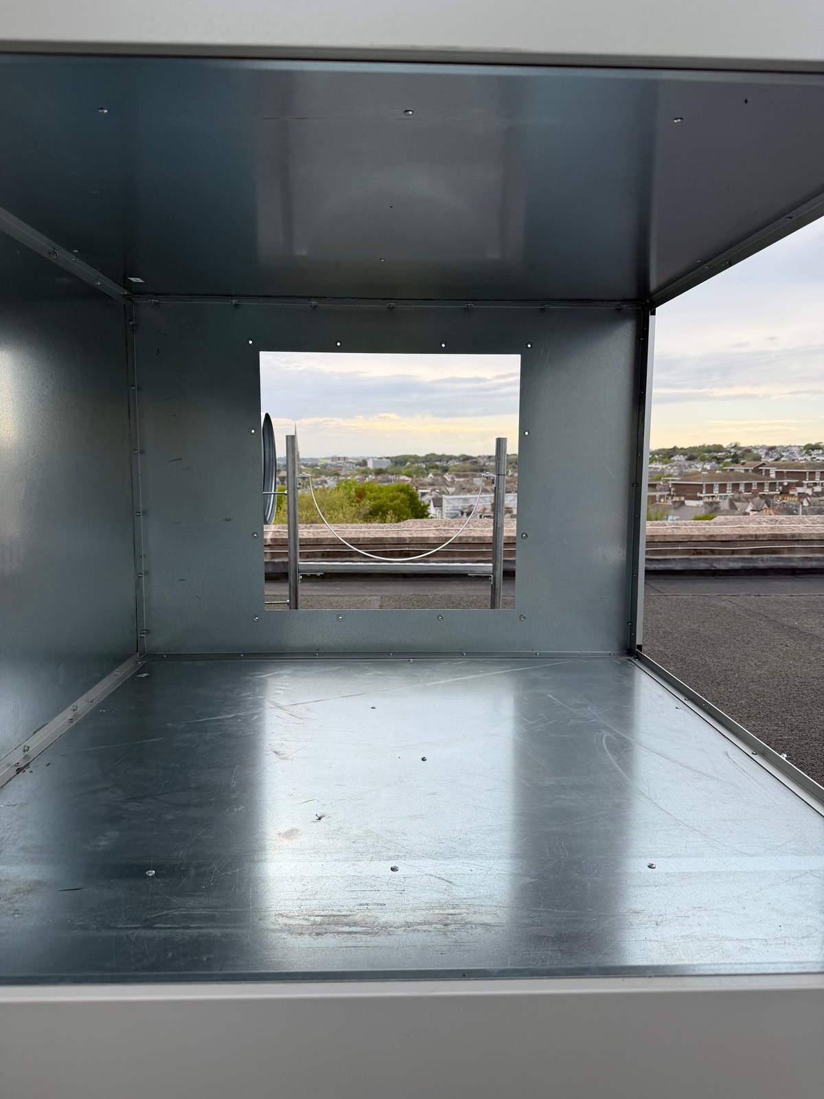 Interior of the AHU casing before the new kitchen extract fan was fitted at a Plymouth hotel