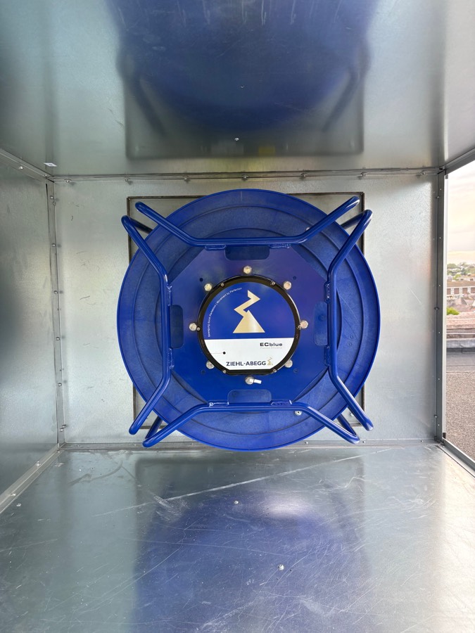 New variable-speed extract fan mounted on anti-vibration bulkhead at Plymouth hotel