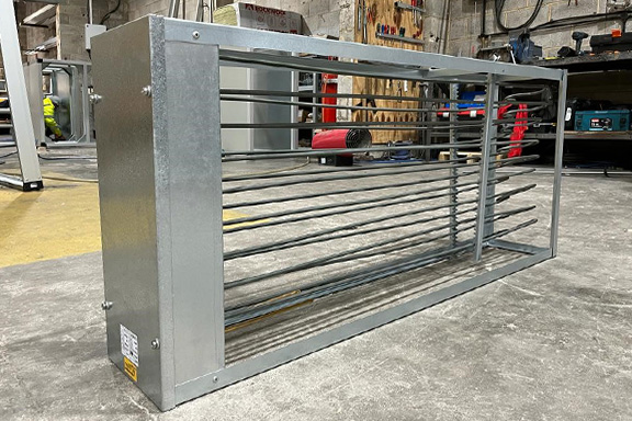 An electric heater battery in a manufacturing unit.
